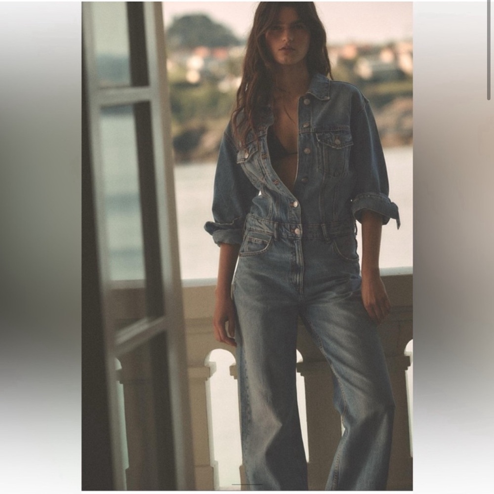 Zara Light Blue Denim Jumpsuit